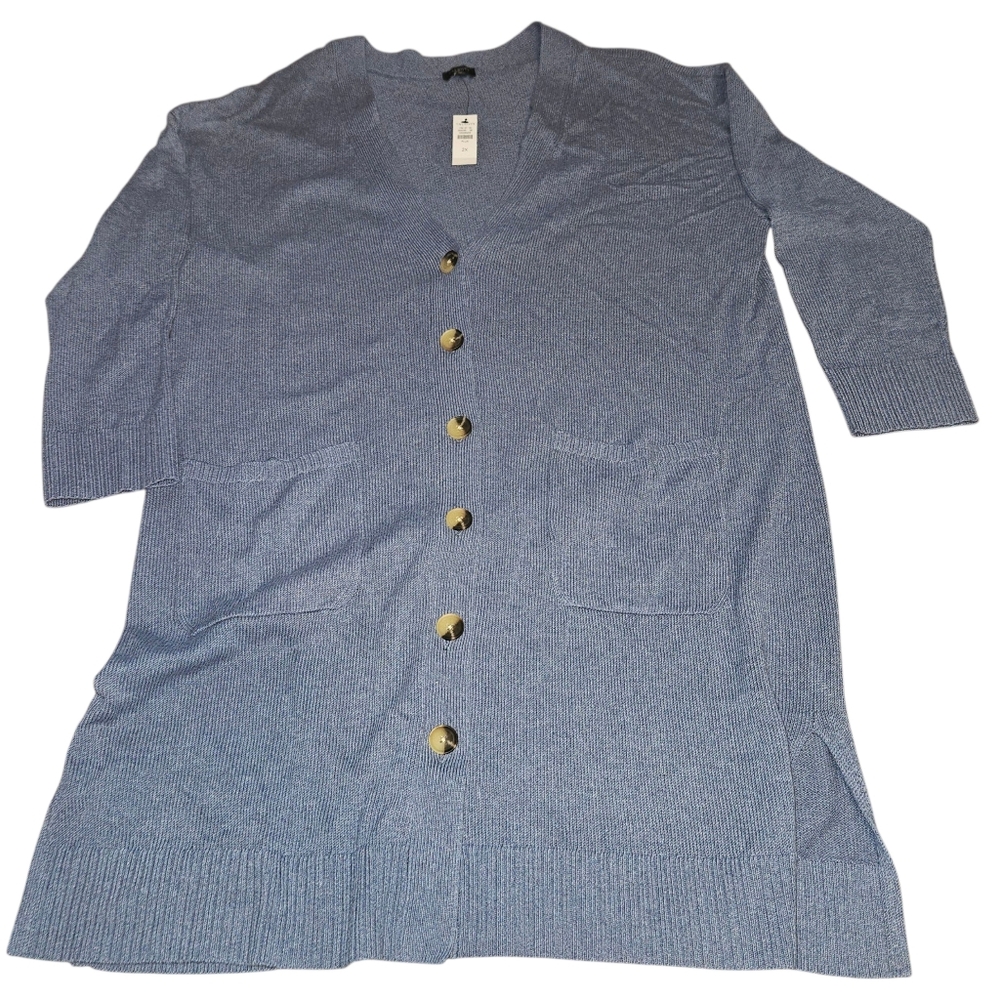 TALBOTS Blue Women's Knit Cardigan Sweater Button Down Plus Size 2X NWT